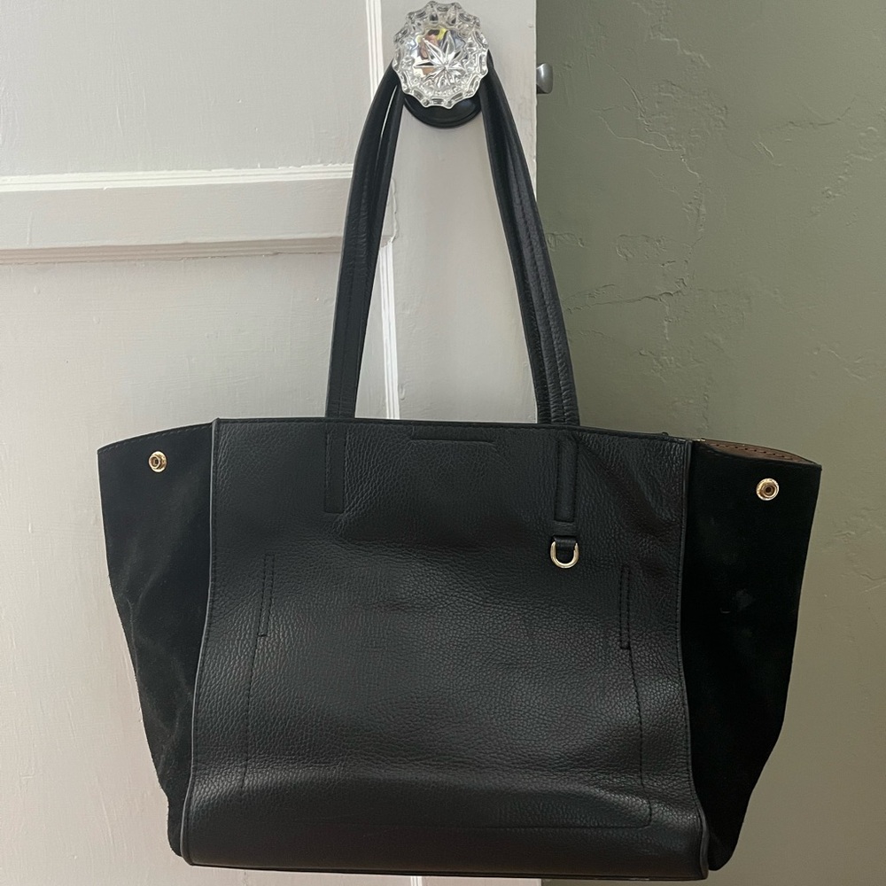 Banana Republic Black Pebble Leather and Suede Tote